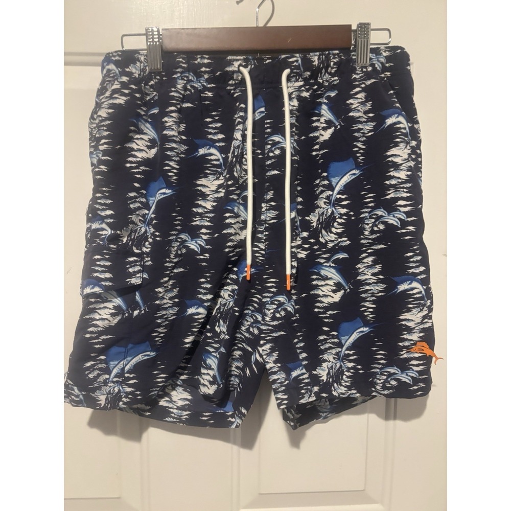 Tommy Bahama Swim Trunks Shorts‎ Men's Med Blue Marlin Dolphin Mesh Lining